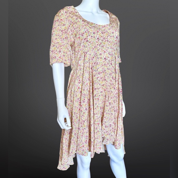 Vintage 90s designer Les Habitudes ditsy floral babydoll dress size large - Picture 4 of 11